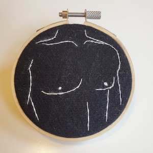 Body Line Embroidery &quot;Flex&quot;: custom, body embroidery piece, feminism, body positivity, celebration, valentine&#39;s day gift