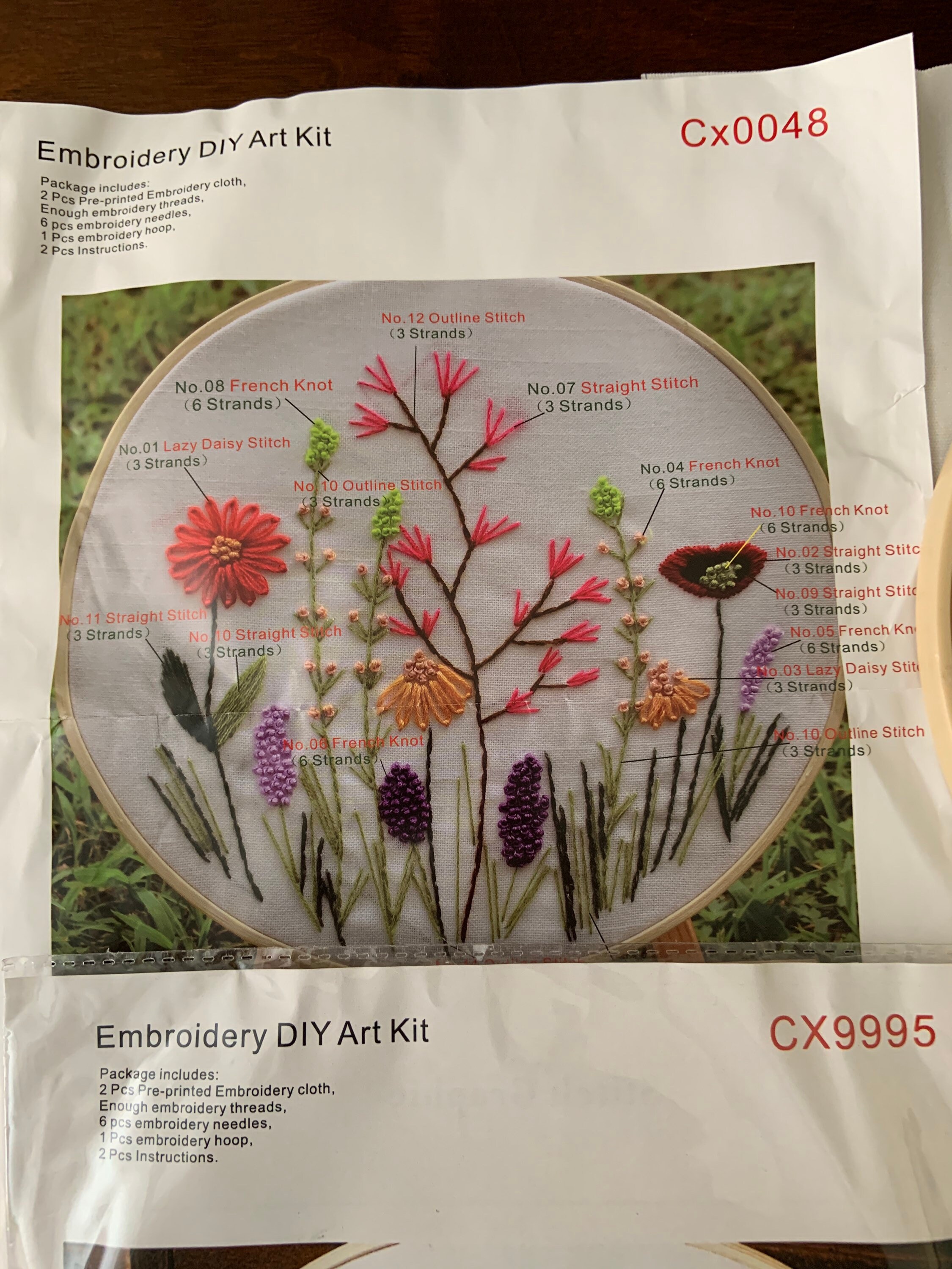 2 Embroidery Art Kits for the beginner Floral and Hanging Etsy