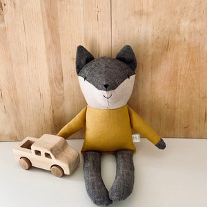Wolfson grey wolf linen stuffed animal plush doll image 2