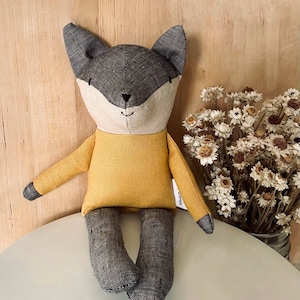 Wolfson grey wolf linen stuffed animal plush doll image 1