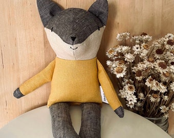 Wolfson muñeco de peluche de lino con lobo gris