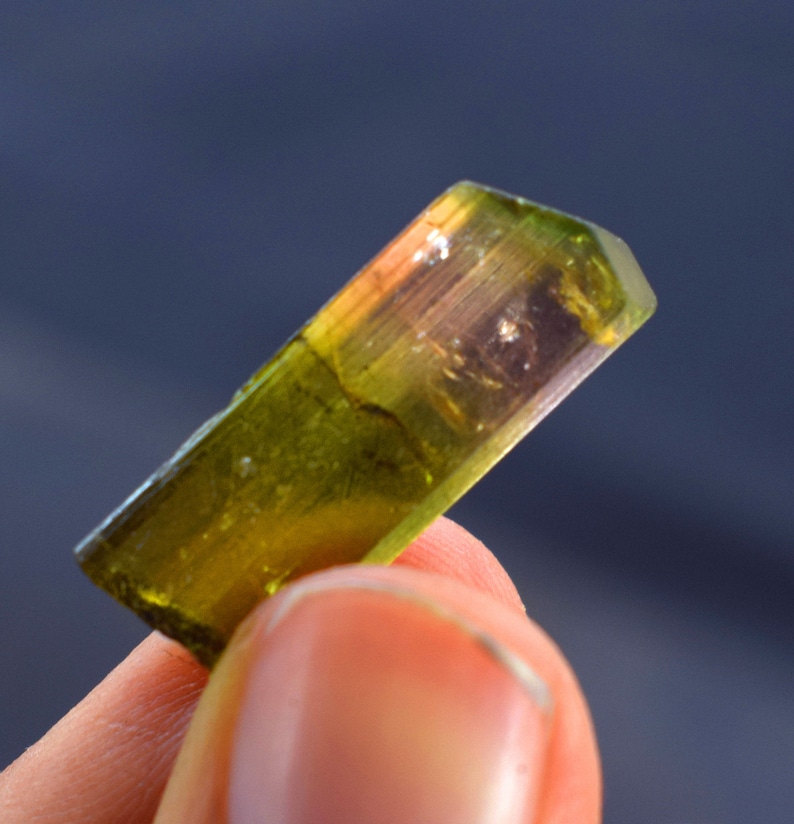 9.35 Carats Terminated And Undamaged Bi-Color Tourmaline Crystal From Afghanistan 22*9*4 mm
