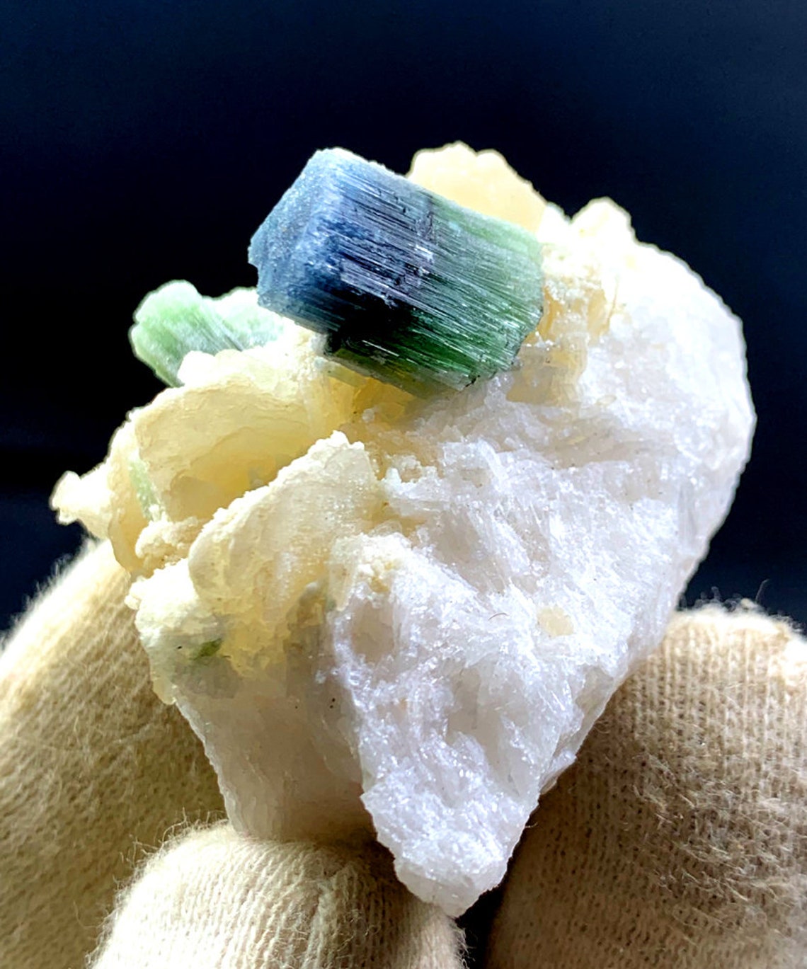 Tourmaline Crystal Blue Green Color Tourmaline Crystal With Etsy