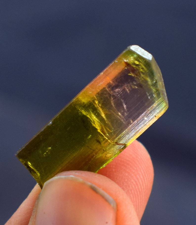 9.35 Carats Terminated And Undamaged Bi-Color Tourmaline Crystal From Afghanistan 22*9*4 mm