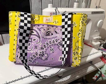 Bolso tote de retazos hecho a mano con pañuelo / Bolso de hombro estilo boho western