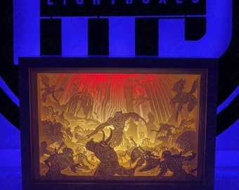Caja de luz Deluxe Doom: Luz nocturna LED para sala de juegos, regalo para gamers