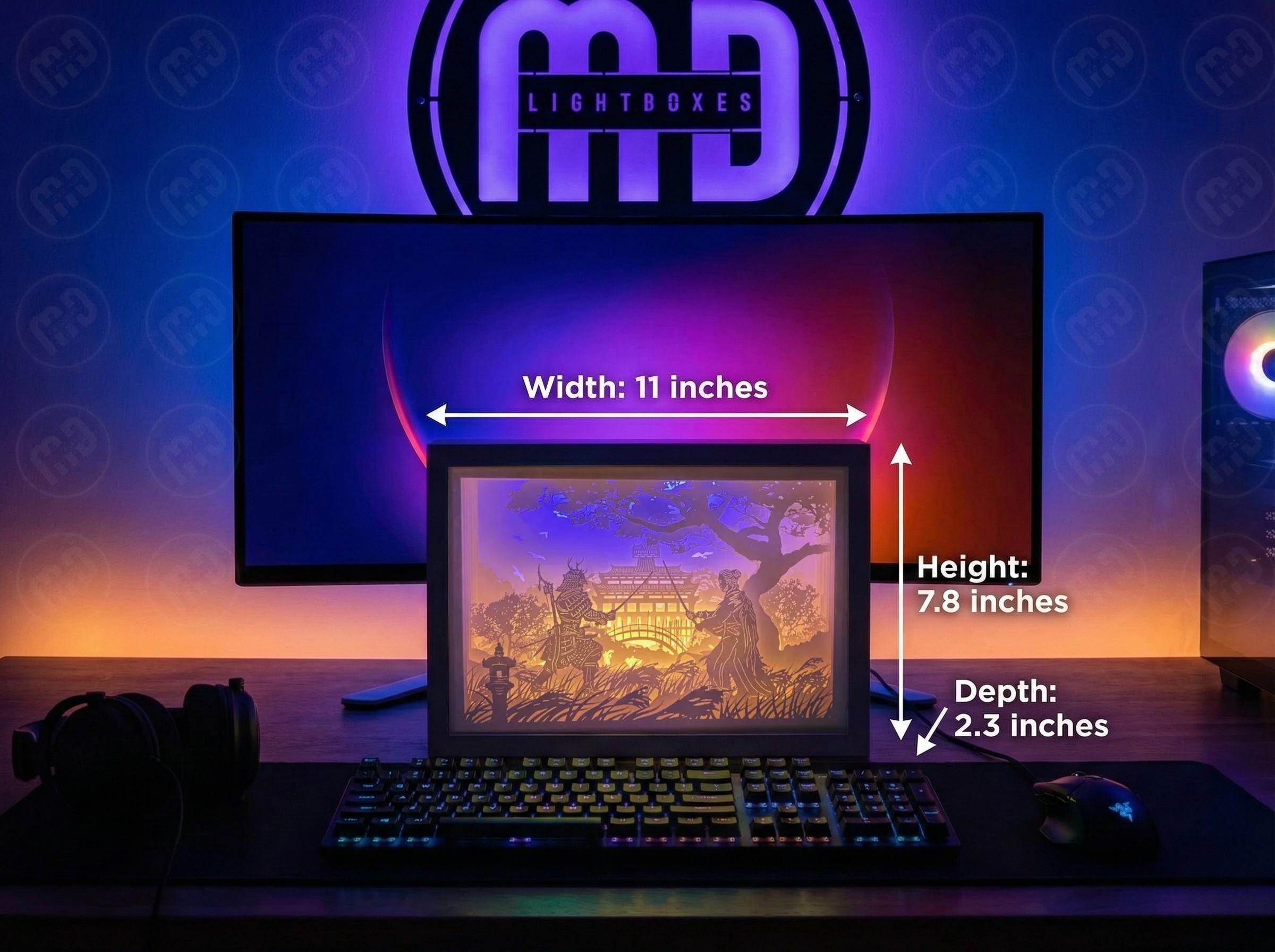 Deluxe Ghost of Tsushima Lightbox, 3D LED Gaming Room Decor, Gamer Desk ...
