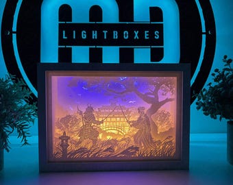 Caja de luz de lujo de Ghost of Tsushima, decoración LED 3D para sala de juegos, lámpara de escritorio para gamers, luz nocturna LED, regalo para gamers, caja de luz personalizada