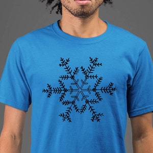 Moon Mouse Apparel Snowflake Sketch Unisex Adult Printed Cotton Crew T Shirt