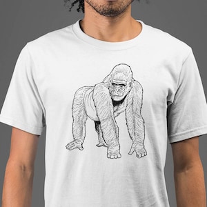 Moon Mouse Apparel Zoo Gorilla Unisex Adult Printed Cotton Crew T Shirt