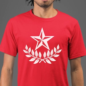 Moon Mouse Apparel White Star And Leaves Unisex Adult Printed Cotton Crew T Shirt