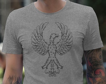 Moon Mouse Apparel Rise Of The Phoenix Print Unisex Adult Printed Cotton Crew T Shirt