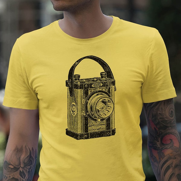 Moon Mouse Apparel Vintage Camera Unisex Adult Printed Cotton Crew T Shirt