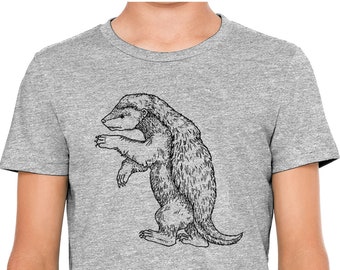 Moon Mouse Apparel Honey Badger Kids Unisex Youth Printed Cotton T-Shirt