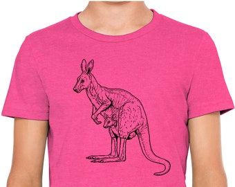 Moon Mouse Apparel Australian Kangaroo and Joey Print Unisex Kids T-Shirt