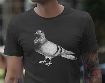 ムーンマウスアパレル ふわふわ ヴィンテージ ピジョン ユニセックス 大人用 プリント コットン クルー Tシャツ