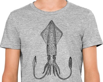 Moon Mouse Apparel Atlantic Squid Kids Unisex Youth Printed Cotton T-Shirt