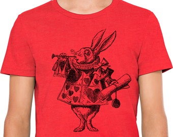 Alice's Adventures in Wonderland's Rabbit Kids Unisex Cotton Youth T-Shirt