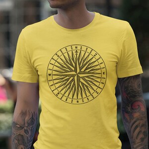 Moon Mouse Apparel Compass Rose Unisex Volwassen Gedrukte Katoen Crew T-shirt