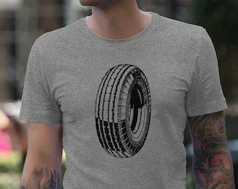 Moon Mouse Apparel Round Car Tire Unisex Adult Printed Cotton Crew T Shirt