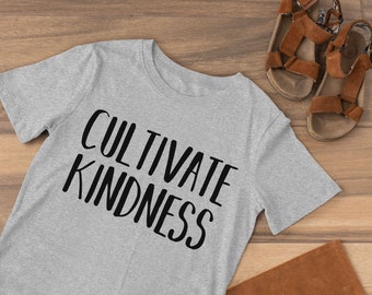 Moon Mouse Apparel Cultivate Kindness Black Print Soft Kids Unisex Cotton Youth T-Shirt