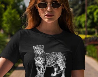Moon Mouse Ropa Spotted Wild Jaguar Unisex Adulto Impreso Algodón Crew Camiseta