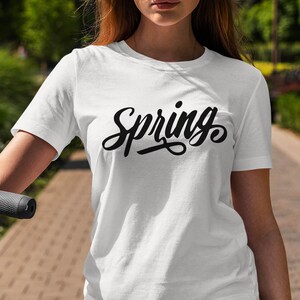 Moon Mouse Apparel Fancy Spring Script (Black Print) Unisex Adult Printed Cotton Crew T Shirt