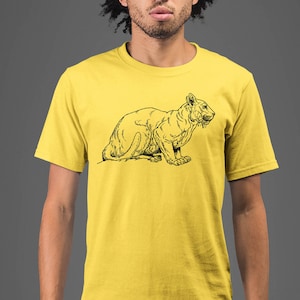 Moon Mouse Apparel Cougar Sketch Unisex Adult Printed Cotton Crew T Shirt
