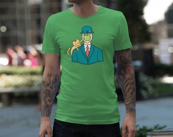 Moon Mouse Apparel Son of Man Magritte Kitty Unisex Adult Printed