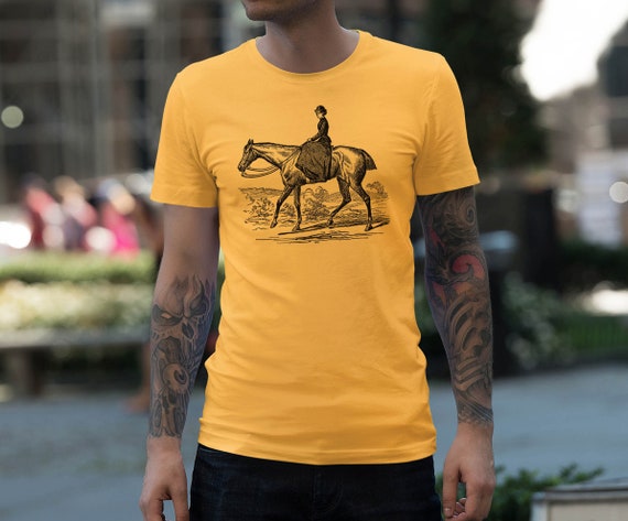 Moon Mouse Apparel Horse Drawing Unisex Adult Printed Cotton Crew T Shirt