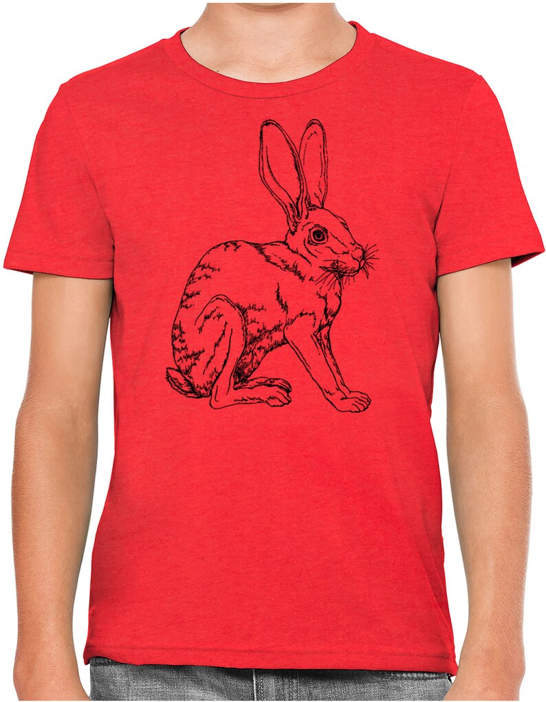 Moon Mouse Apparel Big Ear Rabbit Kids Unisex Youth Printed Cotton T-Shirt