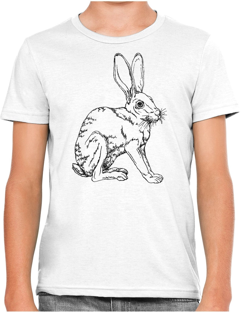Moon Mouse Apparel Big Ear Rabbit Kids Unisex Youth Printed Cotton T-Shirt