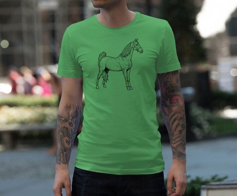 Moon Mouse Apparel Horse Drawing Unisex Adult Printed Cotton Crew T Shirt
