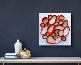 Red Abstract Sculpture Painting: 3D Contemporary Art on Canvas.