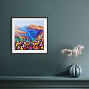 Tulips Field Art Print: Vibrant Floral Landscape.