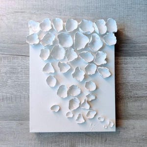 Abstract wall sculpture on canvas, white clay wall sculpture, 3D wall art, abstract canvas art, white textured wall art