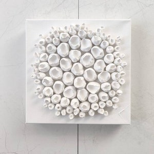 Abstract coral sculpture, white clay wall sculpture, abstract sculpture, coral wall art, small sculpture, bookshelf decor image 4