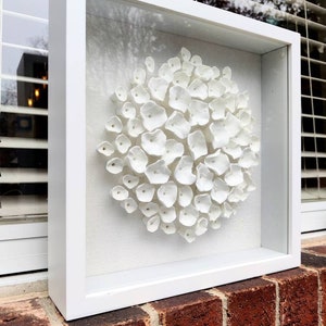 White Flowers Wall Sculpture, Framed Square Canvas Art, Abstract Art, Ivory Wall  Art, Clay Wall Sculpture, Canvas Wall Art, Abstract Floral 