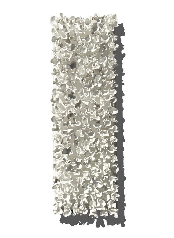 Floral wall art | White clay wall sculpture | 3D artwork | Abstract in white | Small wall sculpture | Vertical art | Fine Art Sculpture