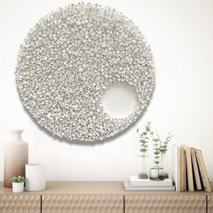 Original White Circular Clay Wall Sculpture | 20″ Round | Hand-Sculpted Textural Artwork | Modern Zen-Inspired Decor