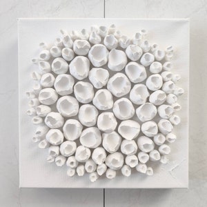 Abstract coral sculpture, white clay wall sculpture, abstract sculpture, coral wall art, small sculpture, bookshelf decor image 2