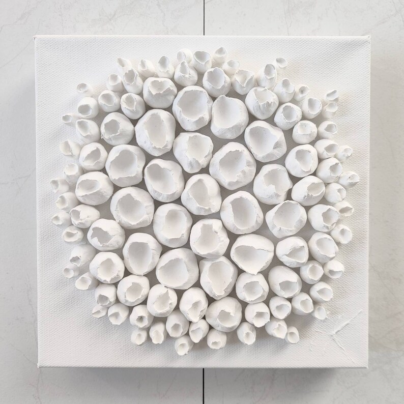 Abstract coral sculpture, white clay wall sculpture, abstract sculpture, coral wall art, small sculpture, bookshelf decor image 2
