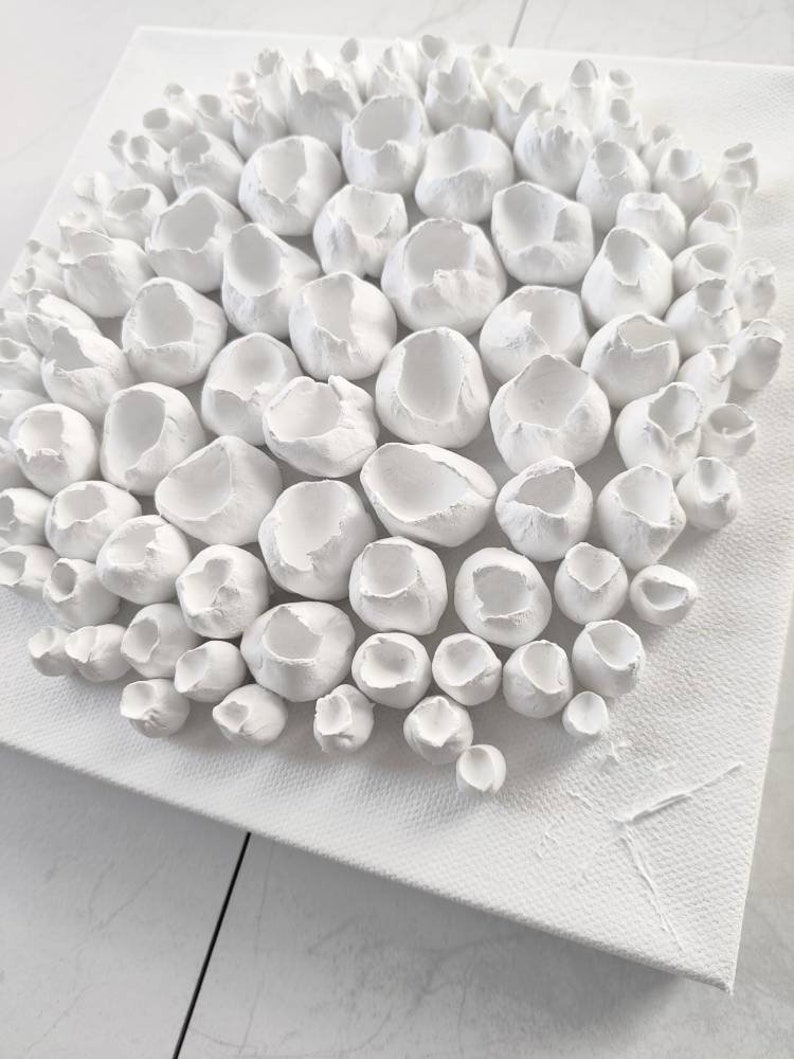 Abstract coral sculpture, white clay wall sculpture, abstract sculpture, coral wall art, small sculpture, bookshelf decor image 3