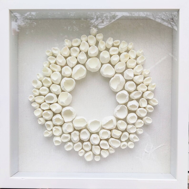 Ivory White Wall Sculpture, Framed Square Canvas Art, Abstract Art