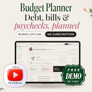 Budget Planner App, Spreadsheet Alternative, Debt Payoff , Bill Tracker, Monthly Budget, Paycheck, Offline, No Subscription (Download)