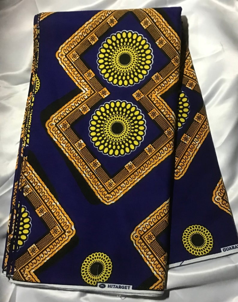 yellow navy blue abstract wholesale available African Print Fabric