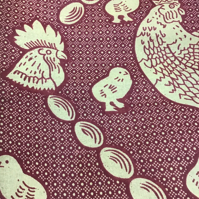 Tissu Imprimé Poules Campagne – Coupon 39 X 78 Cm En Coton – Motif Joyeux