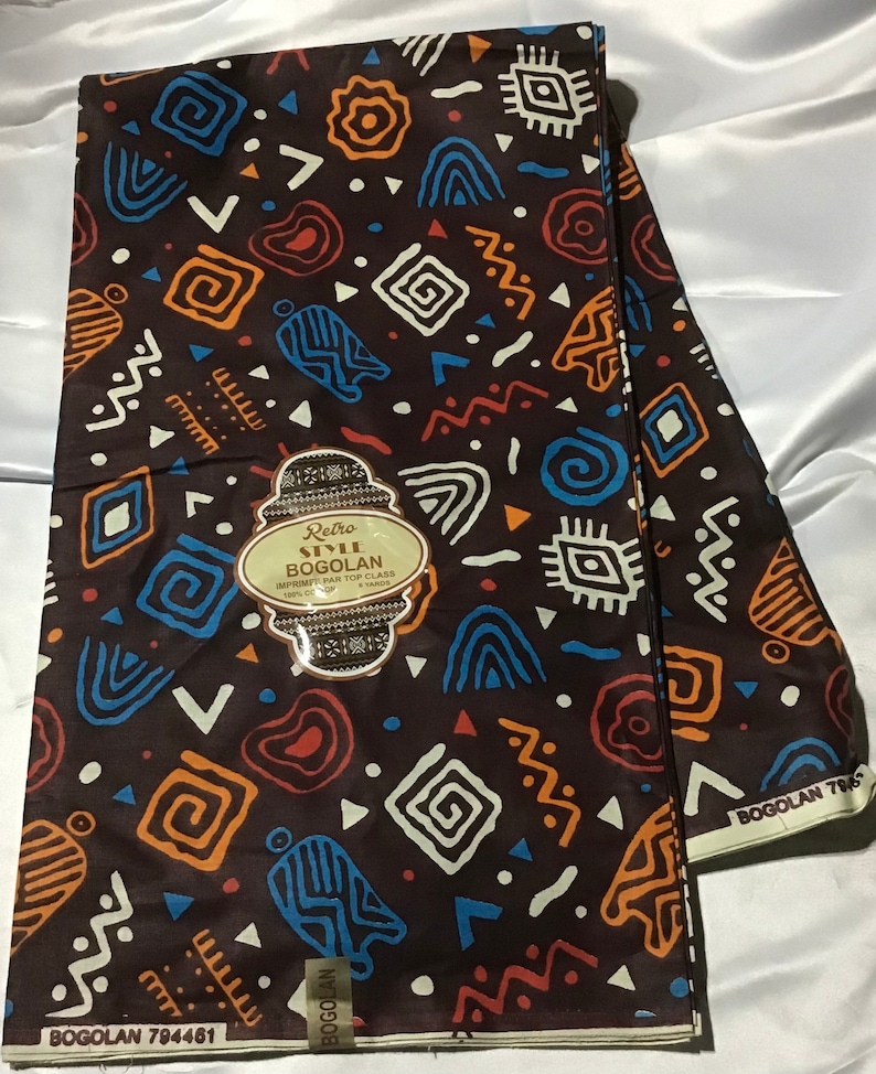 wholesale available burgundy blue Bogolan orange abstract African Print Fabric