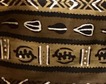 Paño de barro tejido a mano, marrón, tostado, conchas de cauri, gye nyame, precios al por mayor para 6 o más