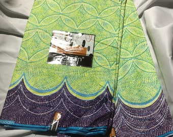 Woodin Fashion Afrikanischer Stoff - limettengrün, lila **[2 YARD MINIMUM]**